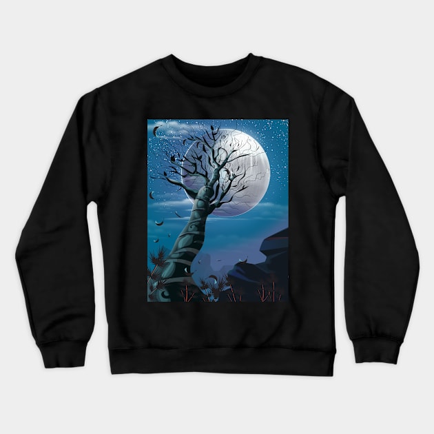 Tree under the Moonlight Crewneck Sweatshirt by nickemporium1